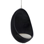 Sika Design - Nanna Ditzel Exterior Hanging Egg Chair, Black - Sunbrella Sailcloth Seagull Cushion, Chain - The Nanna Ditzel Outdoor Hanging Egg Chair is a distinctive Sika Design piece that has enjoyed worldwide acclaim since first coming on the scene in 1959. This revision of the original takes on the same woven egg silhouette in Sika Design�s signature AluRattan�, which is a powder-coated aluminum frame woven with ArtFibre� synthetic wicker. Toss in a seat cushion and this conversation piece becomes a delightful place to relax away a breezy summer afternoon. Made to stay outdoors year-round, the egg chair hangs on a solid steel stand or hangs from a chain.