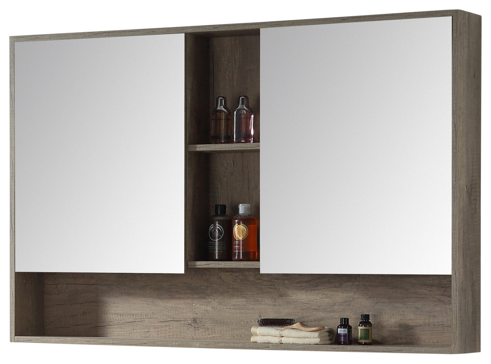 Fine Fixtures Surface Mount Bathroom Medicine Cabinet, Grey.
