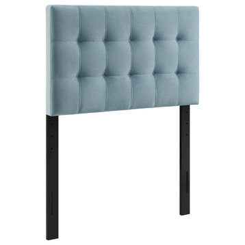Light Blue Lily Biscuit Tufted Twin Performance Velvet Headboard