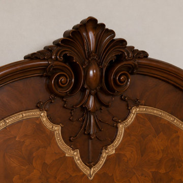 Ornate Carved Teak Headboard Crest | Romantic French Bedroom