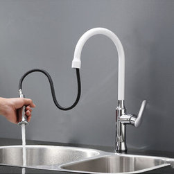 14 New White Porcelain Style Mixer Pull Out Kitchen Tap HT9220 - Kitchen Faucets