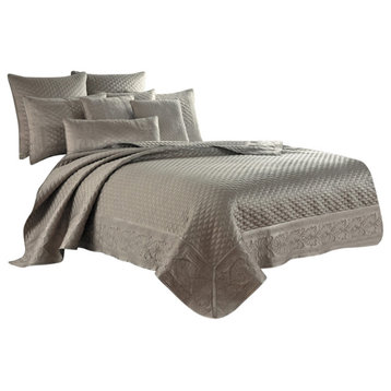 Five Queens Court Lincoln Coverlet, Taupe, Full/Queen
