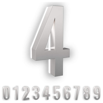 Address Numbers, 7-in. Durable ABS-Polymer, Silver, 4