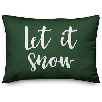 Let It Snow, Dark Green 14x20 Lumbar Pillow