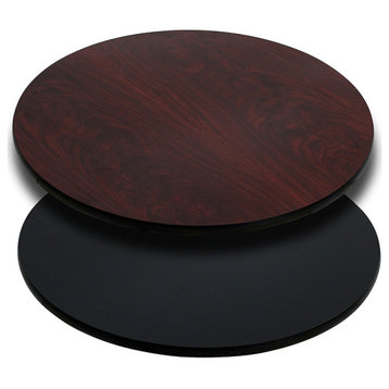 42" Round Table Top With Reversible Laminate Top, Mahogany