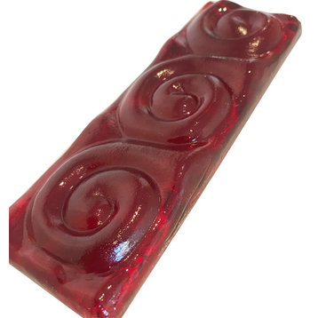 2x6 Snail Bar Hand Poured Glass Tile, Red