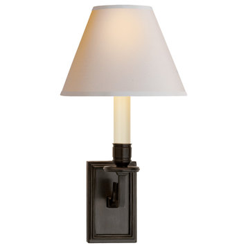 Dean Library Sconce in Gun Metal with Natural Paper Shade