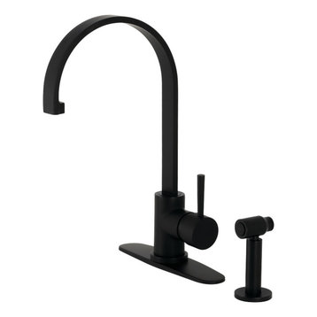 LS8710DLBS Concord Single-Handle Kitchen Faucet with Brass Sprayer, Matte Black