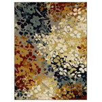 Mohawk Home - Mohawk New Wave Radiance Multi, 3'9"x5' - An abstract watercolor floral motif is artistically rendered in shades of blue and orange in the modern design of Mohawk Home's Radiance Area Rug in Blue and Orange. This silky soft style of this rug is available in runners, scatters, 5x8 area rugs, 8x10 area rugs, and other popular sizes, making it ideal for entryways, bedrooms, offices, kitchens, living rooms, kids spaces, dining areas and more. Flawlessly finished with advanced technology, this style features brilliant color clarity and richly defined details. The mid weight cut pile base is created with a premium synthetic yarn that provides proven stain resistance power and reliable resistance to daily wear and tear. Durable and designed to be kid and pet friendly, this area rug is suitable for high traffic areas. Keep your new rug and the flooring beneath looking their best with an essential all surface, earth conscious rug pad, crafted of 100% recycled fibers and certified Green Label Plus by The Carpet and Rug Institute!