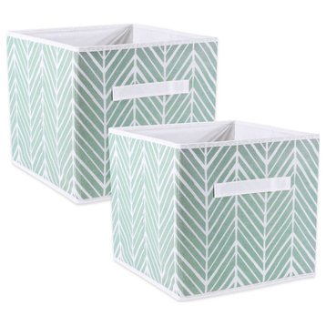 DII Nonwoven Polyester Cube Herringbone Mint Square, Set of 2