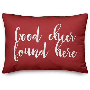 Good Cheer Found Here, Red 14x20 Lumbar Pillow