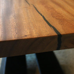 Monkey Pod Table with Custom Modern Metal Base - Tabletop