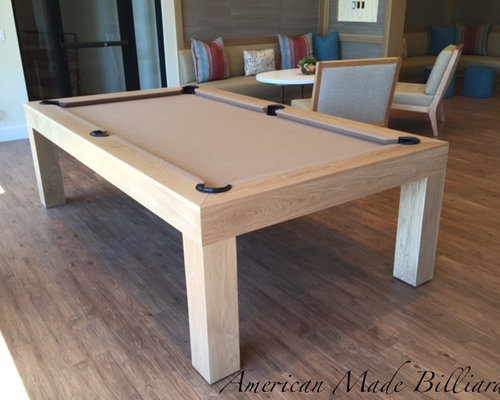 Modern Pool Table, White Oak Wood.