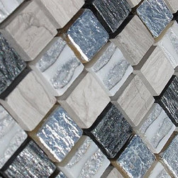 Mosaic Tile - Grey Silver Sand Mix and Stone 15mmx15mm - Mosaic Tile