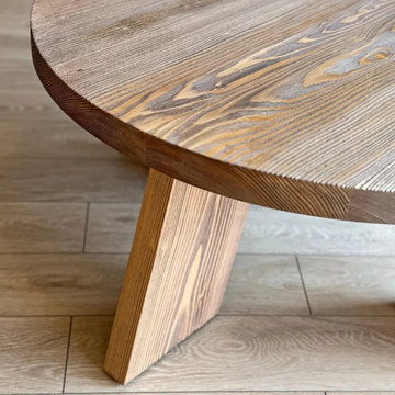 Aren Farmhouse Round Wood Coffee Table | Solid Pine Rustic Design