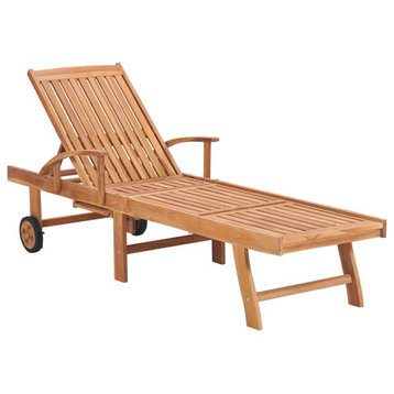 vidaXL Sun Lounger 2 Pcs Patio Daybed with Table and Cushion Solid Wood Teak