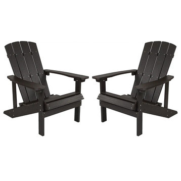 2 Pack Classic Adirondack Chair, Slated Seat & Vertical Lattice Back, Slate Gray