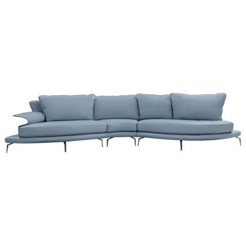 Gillie Modern Blue & White Curved Sectional Sofa