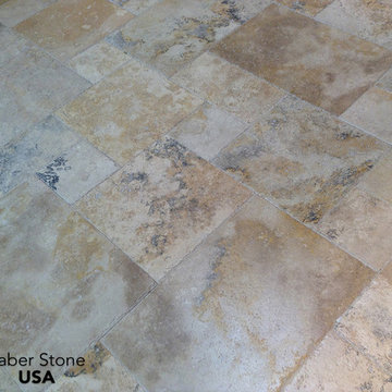 Nuance French Pattern Brushed and Chiseled Travertine Tile