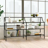 Sauder Harvey Park Metal and Glass Console Table in Black Finish