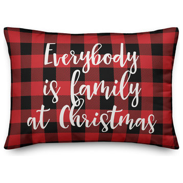 Everybody Is Family At Christmas, Buffalo Check Plaid 14x20 Lumbar Pillow