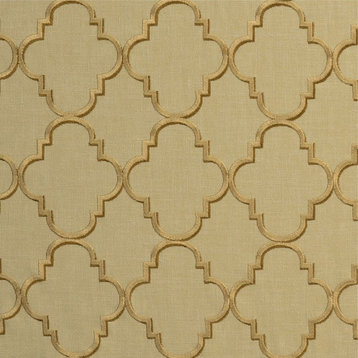Linden Beige Neutral Contemporary Lattice Embroidery Upholstery Fabric