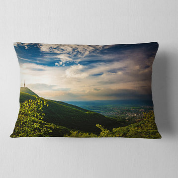 Vitosha Mountain over Sofia Bulgaria Landscape Printed Throw Pillow, 12"x20"