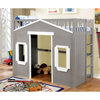 Bowery Hill Transitional Wood Kids Twin Playhouse Loft Bed in Gray/White