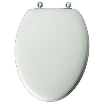 Mayfair 144CP-000 Elongated Molded Wood Toilet Seat with Chrome Hinge, White