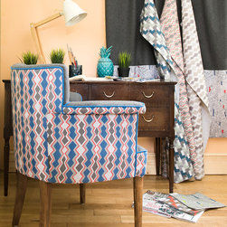 Clueit Webb Interiors Upholstered Chairs - Laurie in Mzuri Royal Blue and Faroe - Armchairs & Accent Chairs