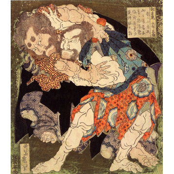 Sumo Wrestlers by Katsushika Hokusai, art print