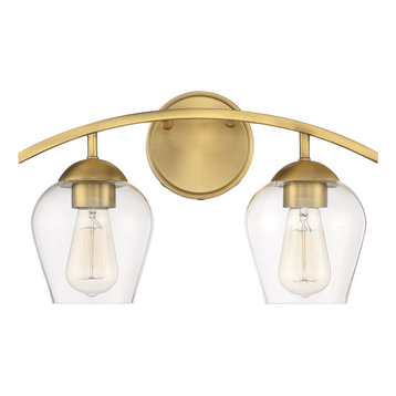Trade Winds Hannah 2-Light Bathroom Vanity Light in Natural Brass