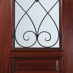 Slab Single Door 96 Mahogany Charleston Arch Top Arch Lite - Front Doors