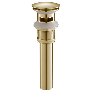 Pop Up Drain Stopper Full Cover With Overflow, KPW102, Brushed Gold