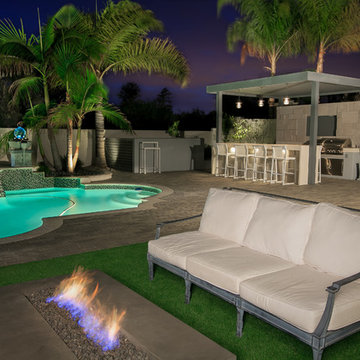 Santaluz - Posh Salt and Peppered Patio with Pool