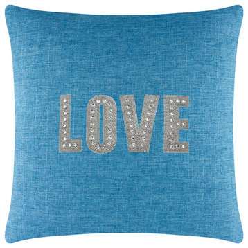 Sparkles Home Love Montaigne Pillow, Aqua, 20x20