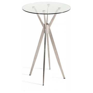 Dalyn Modern Stainless Steel and Glass Bar Table
