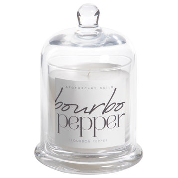 Bourbon Pepper Scented Candle Jar With Glass Dome