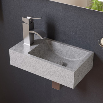 ALFI brand ABCO108 16" Rectangular Concrete Gray Matte Wall Mount Bathroom Sink