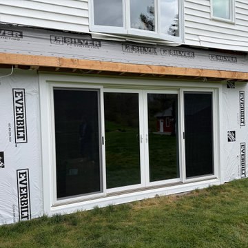 Opening expanded to accommodate a 12 ft patio door system