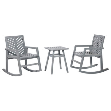 3-Piece Outdoor Rocking Chair Chat Set, Gray Wash
