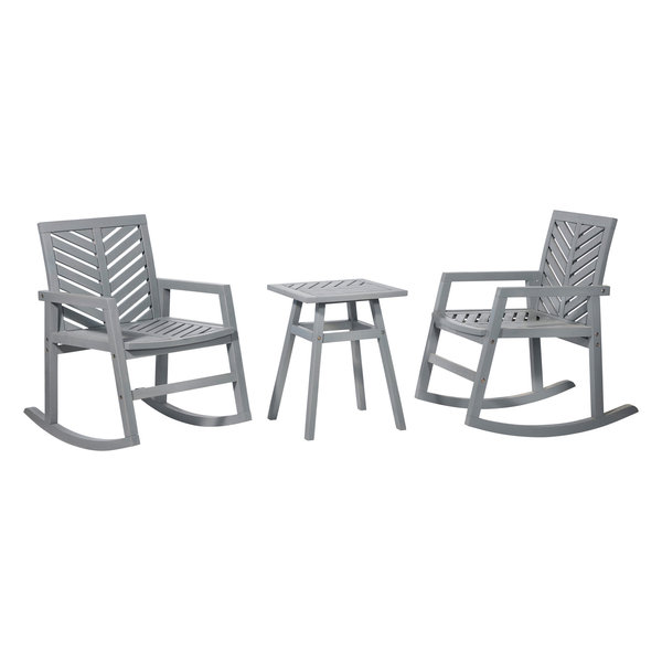 3-Piece Outdoor Rocking Chair Chat Set, Gray Wash