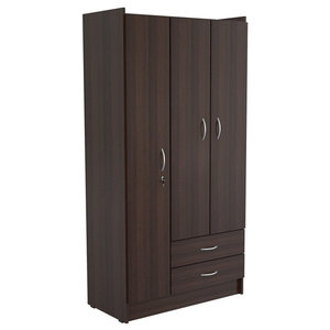 100% Solid Wood Cosmo Wardrobe/Armoire with Mirror, 2 Shelves -  Transitional - Armoires And Wardrobes - by Palace Imports | Houzz