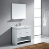 Virtu Gloria 36" Single Bathroom Vanity, White, Brushed Nickel Faucet, Mirror