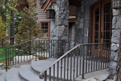 Staircase - rustic curved staircase idea in San Francisco