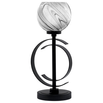 1-Light Table Lamp, Matte Black Finish, 5.75" Onyx Swirl Glass