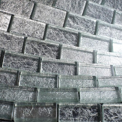 1x2 Glossy Glitter Ice Sky Subway Glass Mosaic Tiles - Home Accessories & Decor