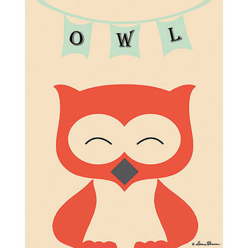 Mod Owl in Cream, Ready To Hang Canvas Kid's Wall Decor, 20 X 24