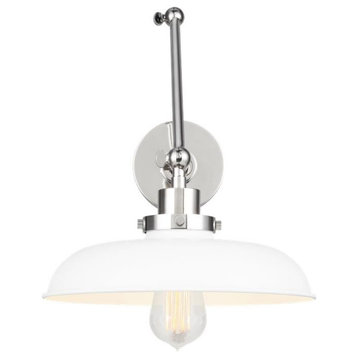 Visual Comfort Studio Wellfleet Wall Sconce in Matte White And Polished Nickel