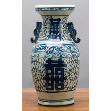 Blue and White, Double Happiness Vase